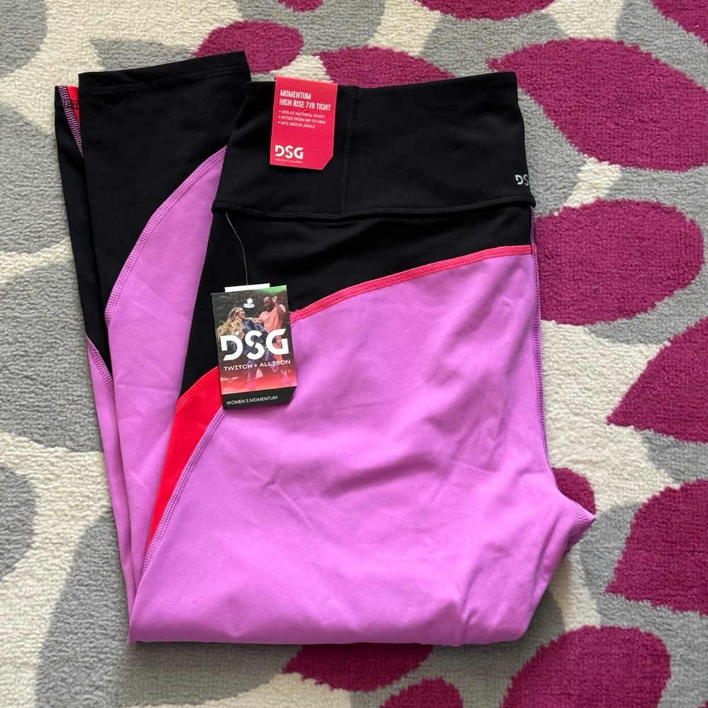 DSG Colorblock Leggings in Black, Pink, and Red